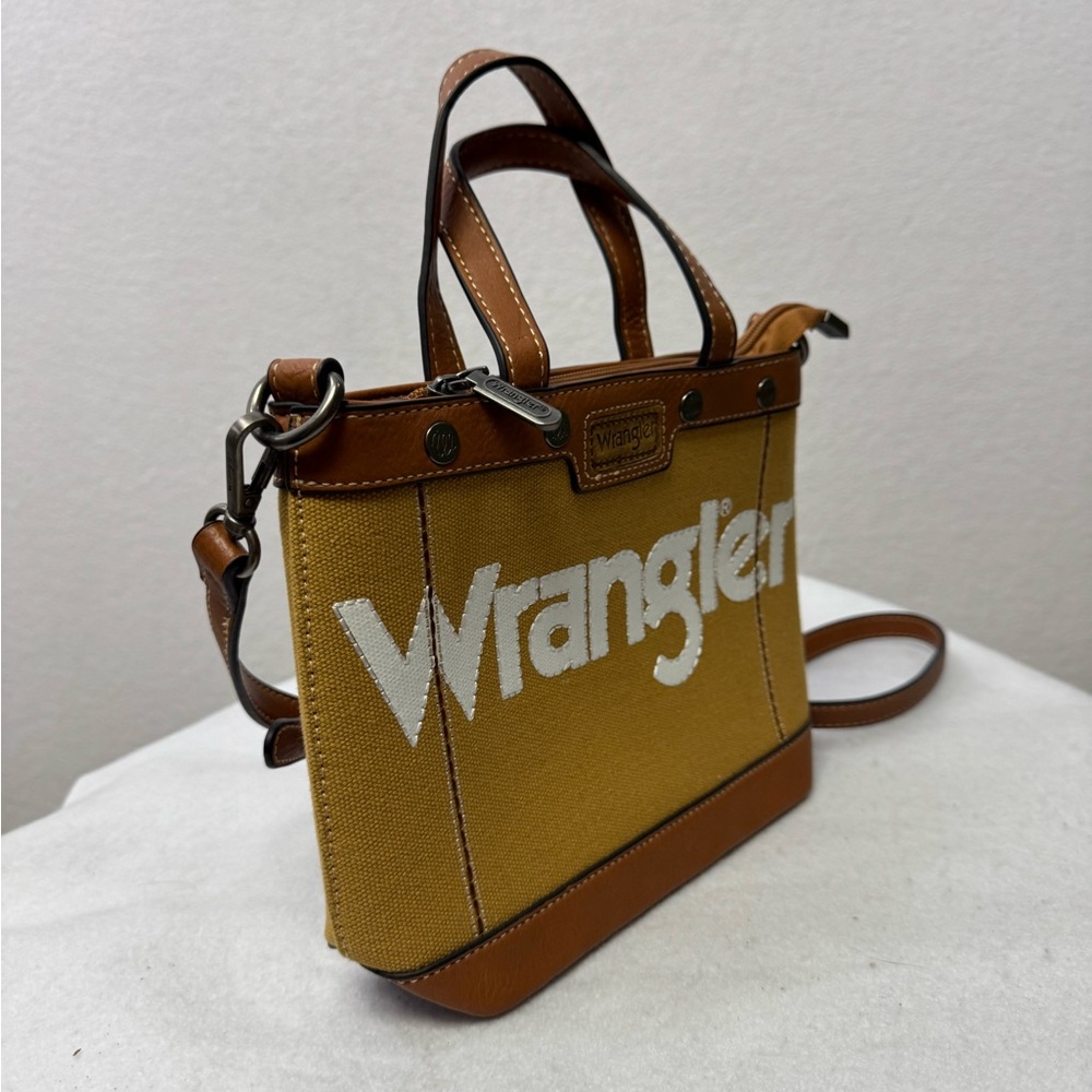 Wrangler Canvas & Faux Leather Mini Tote Crossbody Bag - Picture 2 of 5